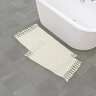 French Connection Dekker 100% Cotton Bath Rug Set In Ivory