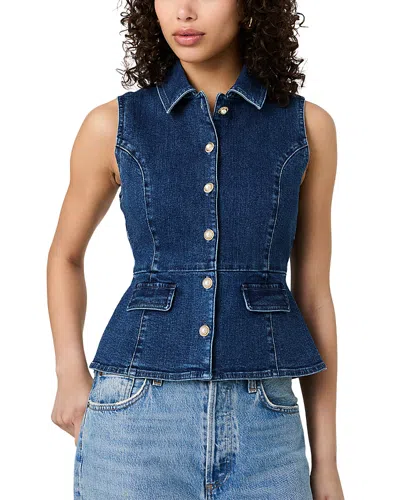 French Connection Delancey Denim Peplum Top In Blue