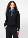 French Connection Contrast Collar Sweater In Black