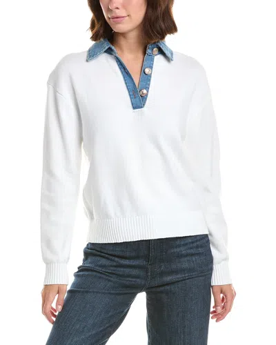 French Connection Denim Collar Sweater In White