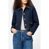 French Connection Denim Jacket With Faux Leather Trim In Blue
