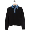 French Connection Contrast Collar Sweater In Black
