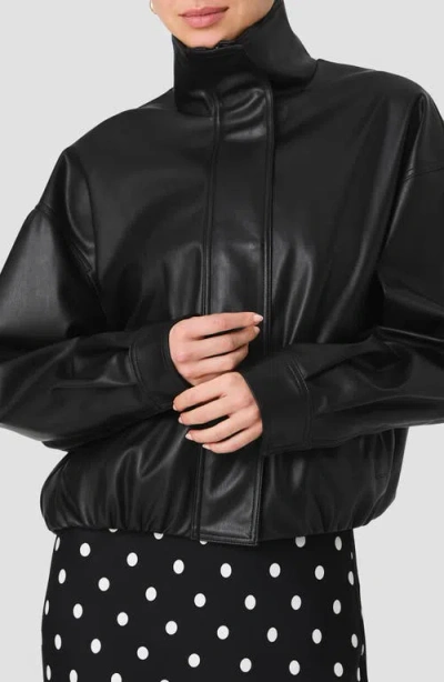 French Connection Dessa Faux Leather Bomber Jacket In Black