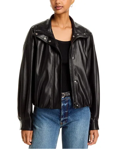 French Connection Dessa Faux Leather Funnel Collar Jacket In Black