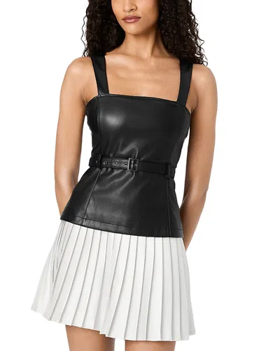 French Connection Dessa Mixed Media Mini Dress In Black