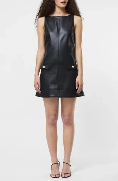 French Connection Dessa Sleeveless Faux Leather Minidress In Black