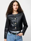 French Connection Dessa Crop Faux Leather Jacket In Black