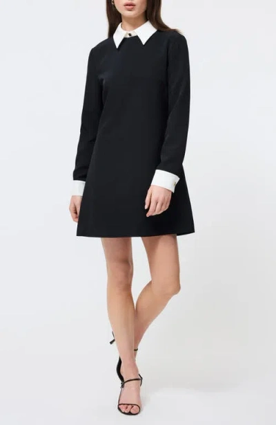 French Connection Echo Collared Long Sleeve Shift Dress In Black