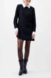 French Connection Echo Long Sleeve Dress In Black