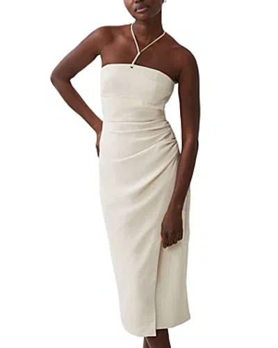 French Connection Echo Crepe Midi Halter Dress In Silver Lining