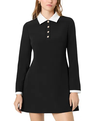 French Connection Echo Crepe Long Sleeve Mini Dress In Black