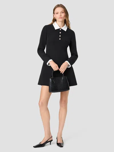 French Connection Echo Crepe Long Sleeve Mini Dress In Black/white