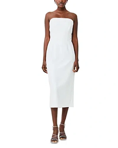 French Connection Echo Crepe Strapless Midi Dress In Summer White