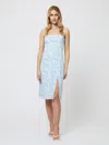 French Connection Echo Crepe Strappy Midi Dress In Icy Blue Multi In Blue