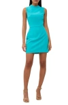 French Connection Echo Womens Crepe Mock Neck Mini Dress In Jaded Teal