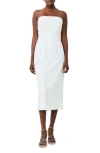 French Connection Echo Crepe Strapless Midi Dress In Summer White