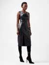 French Connection Elettra Recycled Pu Cowl Neck Sleeveless Midi Dress Blackout In Black