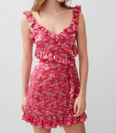 French Connection Elianna Burnout Frill Cami Dress In Raspberry Sorbet In Multi