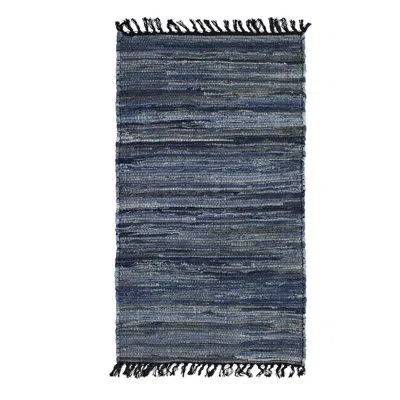 French Connection Elisha Machine Washable Denim Chindi Rugs In Blue
