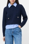 French Connection Ellie Collar Layered Sweater In Blue