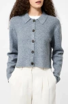 French Connection Ellie Collared Crop Cardigan In Gray