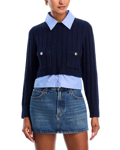 French Connection Ellie Combo Knit Sweater In Burgundy