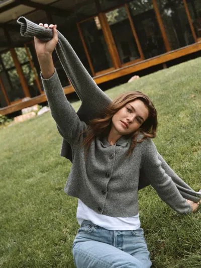 French Connection Ellie Knit Collared Cardigan  Knitwear In Gray