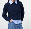 French Connection Ellie Knit Collared Pullover Sweater In Navy Blue In Blue