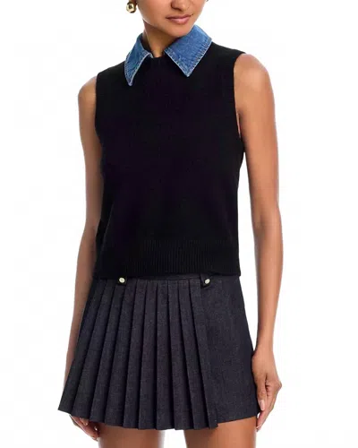 French Connection Ellie Knit Collared Vest In Black