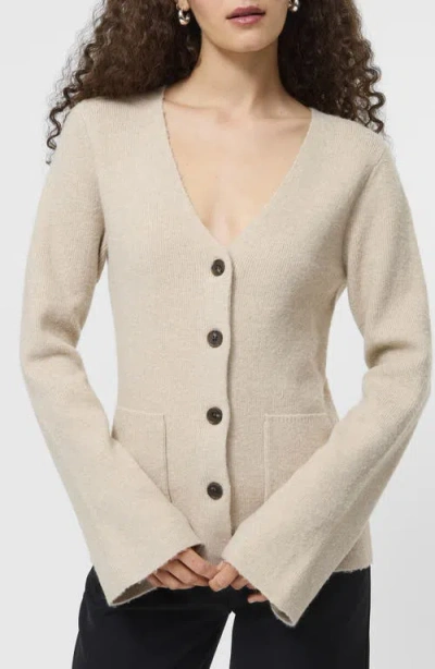 French Connection Ellie V Neck Knit Cardigan In Neutral