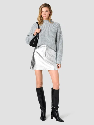 French Connection Elodie Tinsel Blend Knit Pullover Sweater In Gray