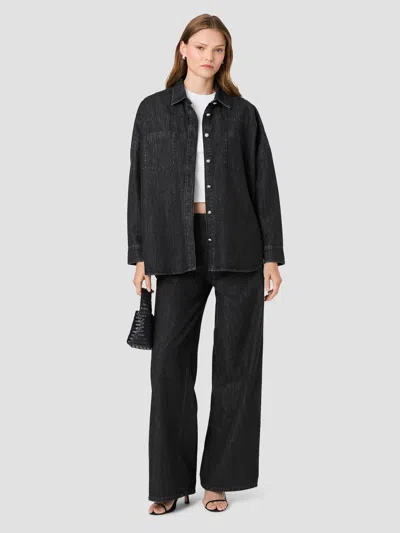 French Connection Elton Denim Button Down Shirt In Black