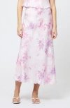 French Connection Elyria Floral Print Satin Midi Skirt In Sweet Pink Multi