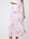 French Connection Elyria Floral Print Satin Midi Skirt In Pink