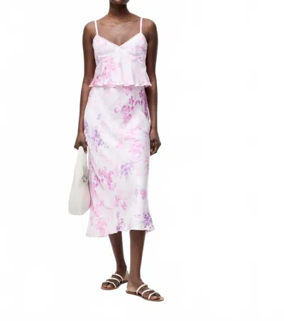 French Connection Elyria Satin Skirt In Sweet Pink Multi