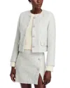 French Connection Effie Boucle Collarless Blazer Classic Cream/blacko In Light Blue