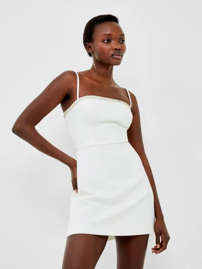 French Connection Embellished Neck Strappy Mini Dress Summer White