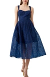 French Connection Sleeveless Lace Midi Dress In Midnight Blue