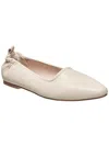 French Connection Emee Womens Ruched Faux Leather Ballet Flats In Beige