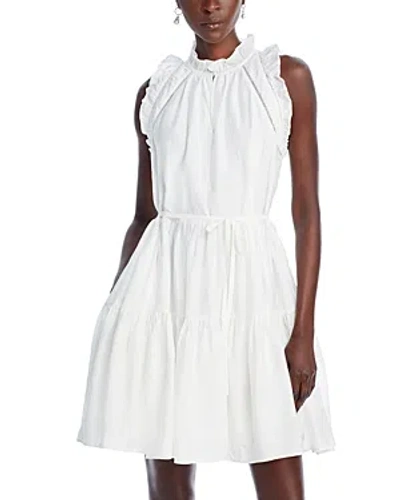 French Connection Emily Tie Waist Ruffled Dress In Summer White