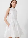 French Connection Emily Tiered Flared Mini Dress Summer White In White