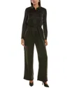 French Connection Enid Long Sleeve Satin Jumpsuit In Grey