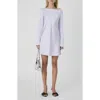 French Connection Ennis Long Sleeve Satin Minidress In Lavender