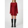 French Connection Ennis Long Sleeve Satin Minidress In Wine