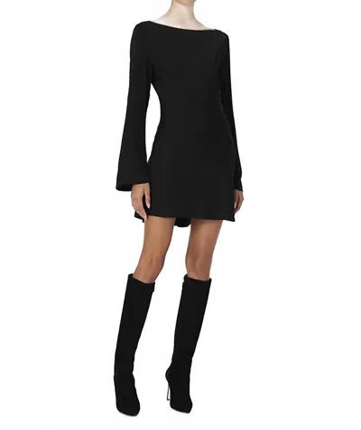French Connection Ennis Satin Bell Sleeve Mini Dress In Black