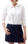 French Connection Ennis Satin Button-up Shirt In Cream