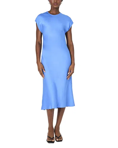 French Connection Ennis Satin Column Midi Dress In Ultramarine