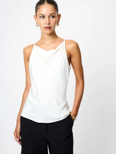 French Connection Ennis Satin Cowl Neck Top In White