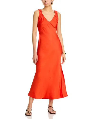 French Connection Ennis Satin Dress In Orange