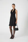 French Connection Ennis Satin Halter Minidress In Black